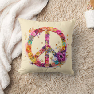 Coussin Signe de Paix Bohème Hippy 60s 70s