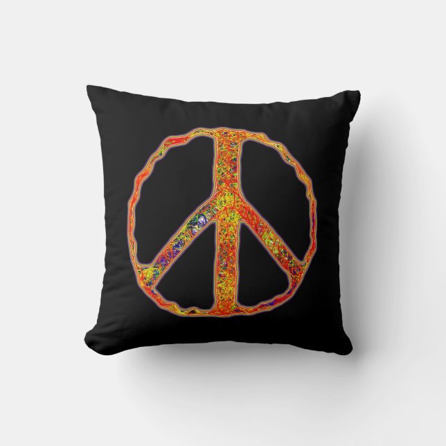 Coussin Signe de paix ~ Psychedélique (Recto)