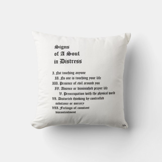 Coussin Signes d'une âme en détresse (Recto)