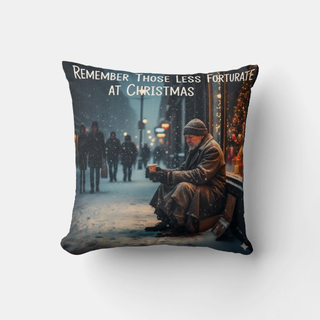 COUSSIN SIGNIFICATION DE NOËL IMAGE PENSEZ AUX PAUVRES (Recto)
