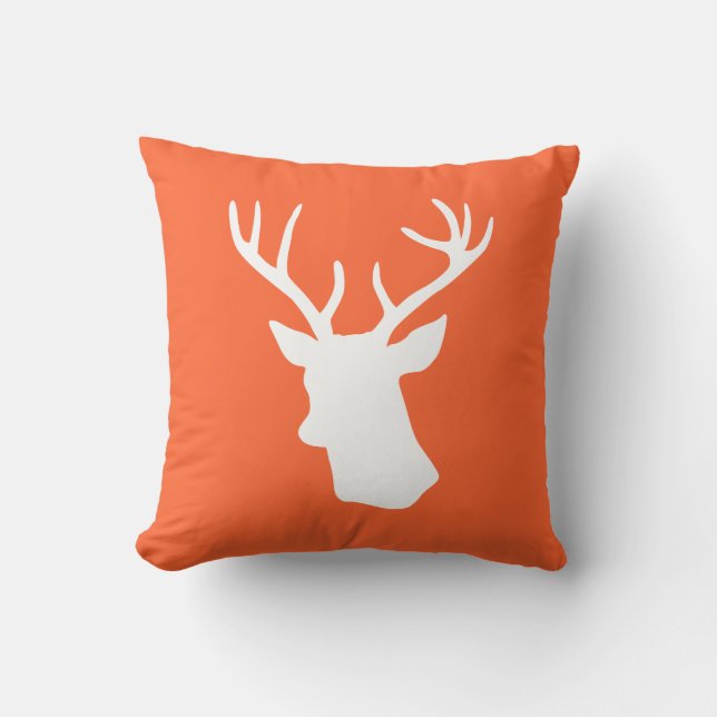 Coussin Silhouette blanche de tête de cerfs communs - (Recto)