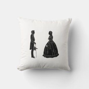 Coussin silhouette d'abraham lincoln et de marie todd linc