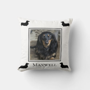 Coussin Silhouette Dachshund Longhair Photo personnalisée