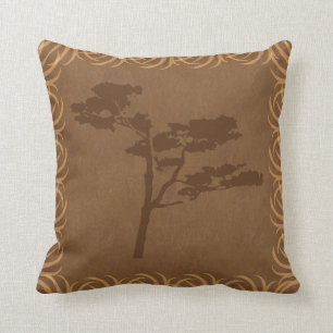 Coussin Silhouette d'arbre d'acacia de thème de safari
