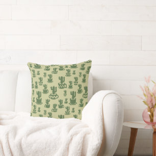 Coussin Silhouette de cactus succulent dans des tasses et