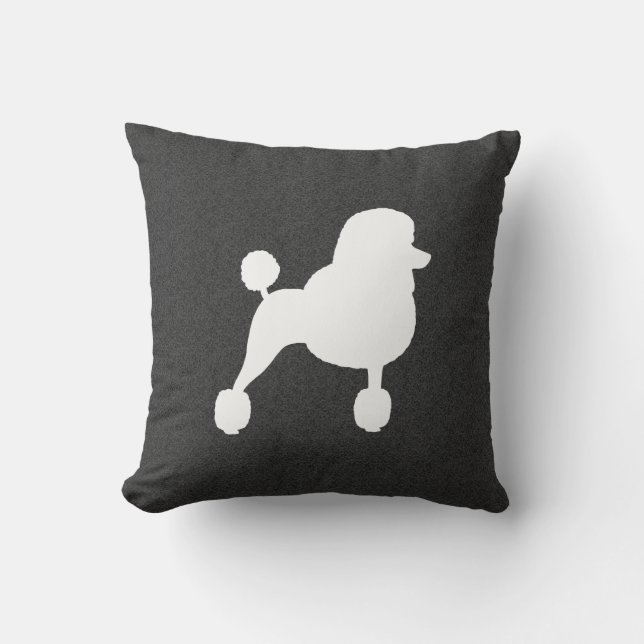 Coussin Silhouette de caniche standard blanc (Recto)