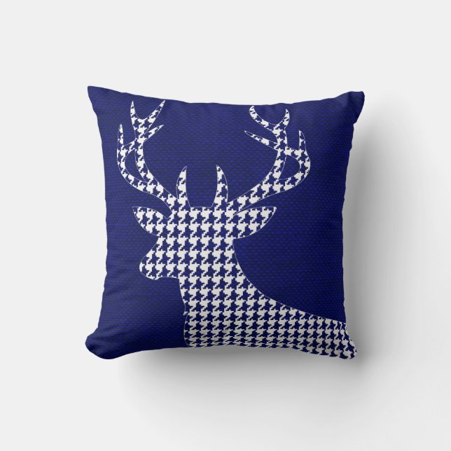 Coussin Silhouette de cerfs communs de pied-de-poule sur (Recto)