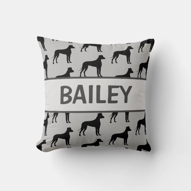 Coussin Silhouette de chien de Danse Personnalisée (Recto)