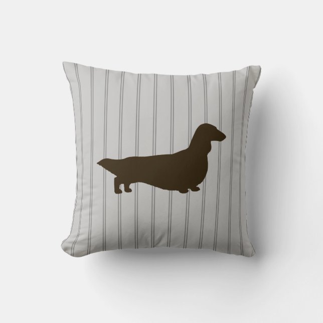 Coussin Silhouette de Dachshund (Doxie de Long Haired) (Recto)