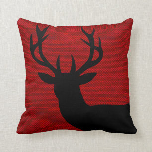 Coussin Silhouette de la Tête de Cerf Russe sur Burlap n