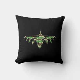 Coussin Silhouette de l'avion de camouflage Military Jet