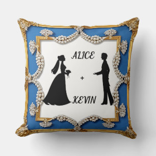 Coussin Silhouette de mariage élégant avec perle ornée