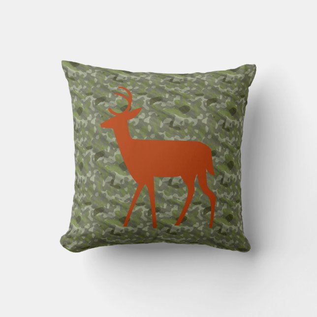 Coussin Silhouette De Traversée De Cerfs Sur Camo (Recto)