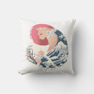 Coussin Silhouette de vague de chat