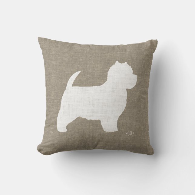 Coussin Silhouette de Westie Westie Westie de West Highlan (Recto)