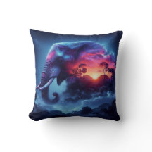 Silhouette d'éléphant fusionnée avec coucher de so