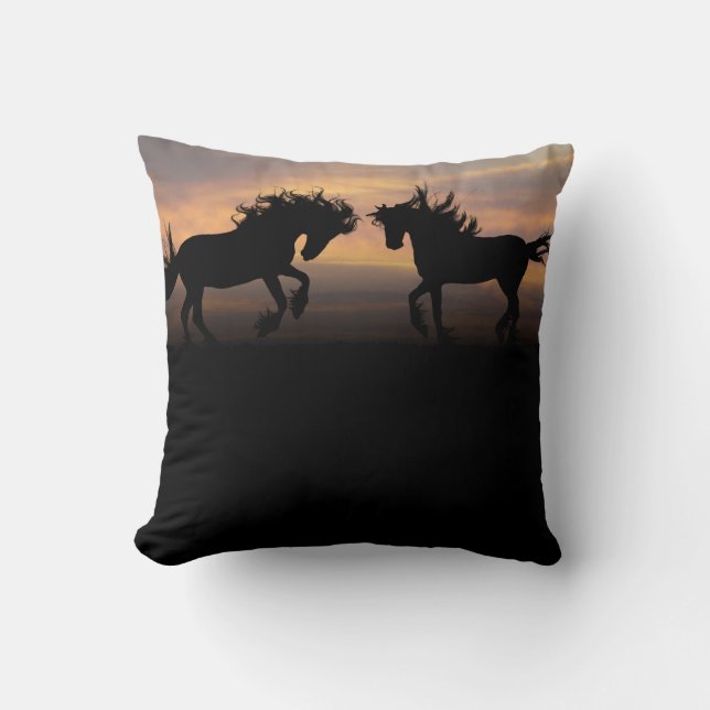 Coussin Silhouette des chevaux sauvages (Recto)