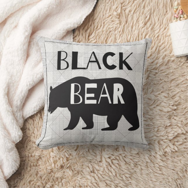 Coussin Silhouette d'ours noir rustique (Couverture)