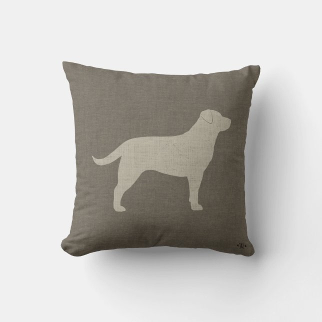 Coussin Silhouette du trieur du Labrador jaune| Amoureux d (Recto)