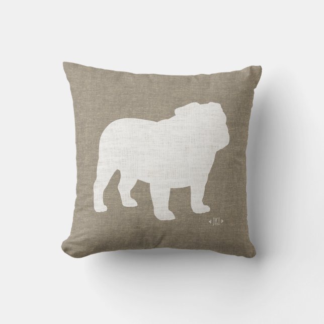 Coussin Silhouette Faux Linen Amoureux des chiens anglaise (Recto)