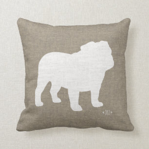 Coussin Silhouette Faux Linen Amoureux des chiens anglaise