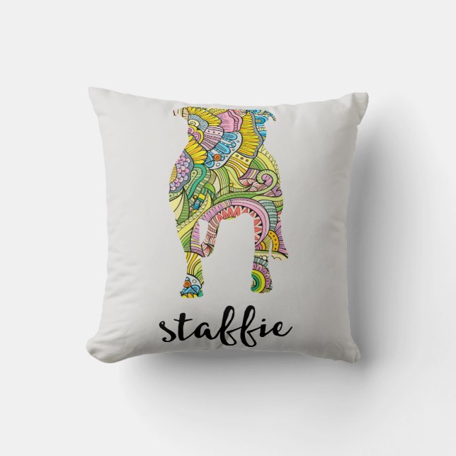 Coussin Silhouette florale de motif du Staffordshire (Recto)