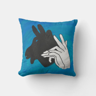 Coussin Silhouette main Billy Chèvre bleu