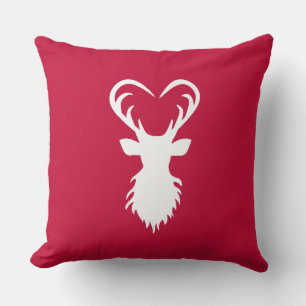 Coussin Silhouette moderne de rennes sur rouge bordeaux