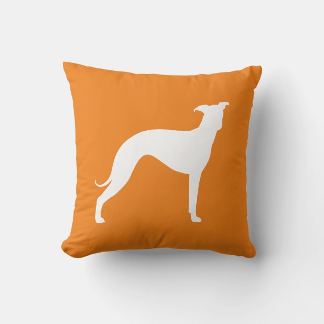 Coussin Silhouette Orange de Chien gris blanc italien (Recto)