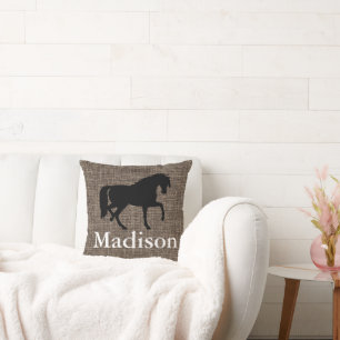 Coussin Silhouette personnalisée de cheval de toile de
