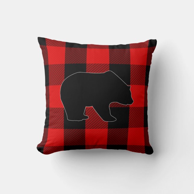 Coussin Silhouette rouge d'ours du contrôle | de Buffalo (Recto)