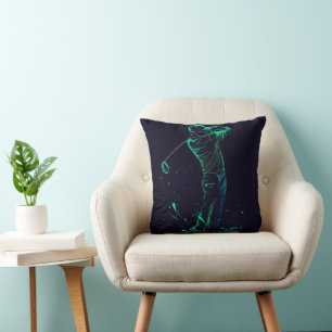 Coussin Silhouette verte minimaliste Golfer