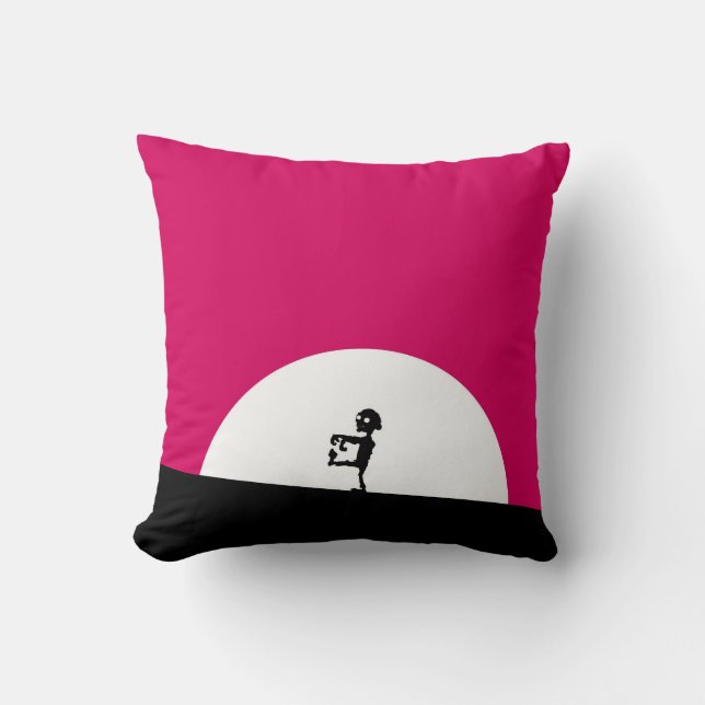 Coussin Silhouette Zombie avec Pleine lune (Recto)