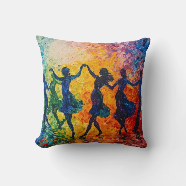 Coussin Silhouettes colorées dansant (Recto)