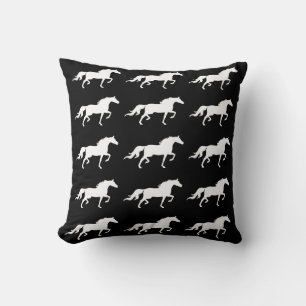 Coussin Silhouettes de chevaux blancs élégants sur fond no