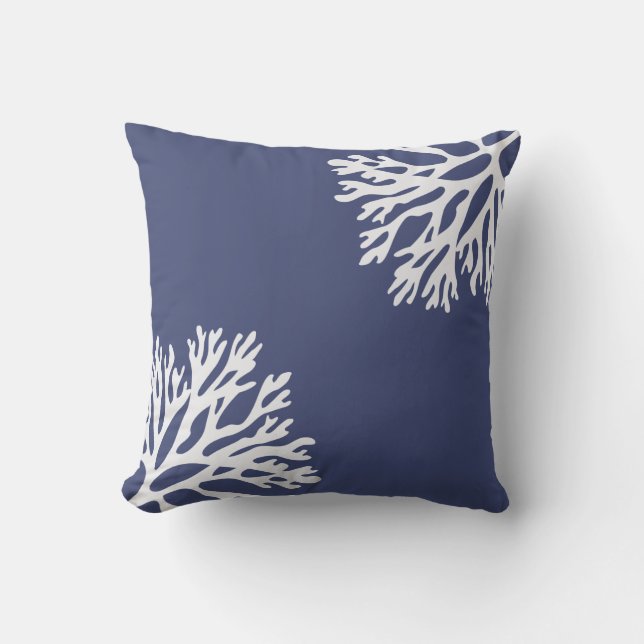 Coussin Silhouettes de corail de mer (marine) (Recto)