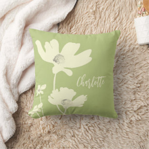 Coussin Silhouettes de Fleurs de Cosmos d'été botaniques