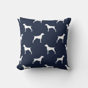 Coussin Silhouettes de pointeur brun allemand bleu