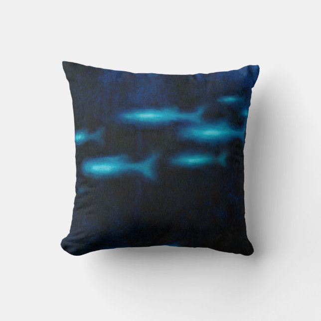 Coussin Silhouettes de poisson bleu translucide (Recto)