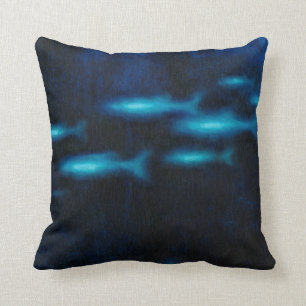 Coussin Silhouettes de poisson bleu translucide