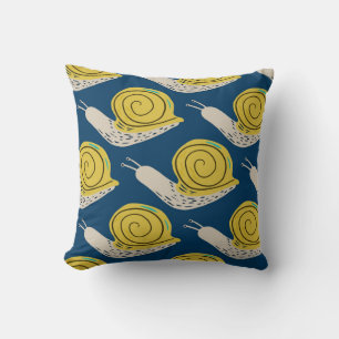 Coussin Silhouettes d'escargots : jaune, motif rose.