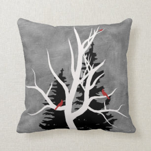Coussin Silhouettes d'oiseaux d'hiver