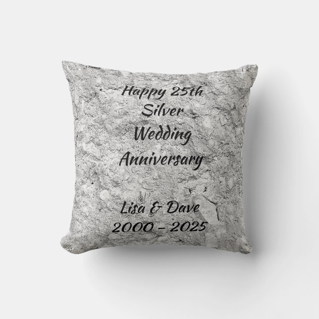 Coussin Silver Stone 25e anniversaire de la Mariage d'arge (Recto)