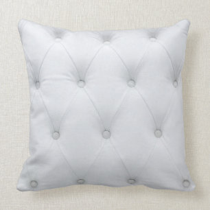 Coussin simili cuir tufté blanc d'impression