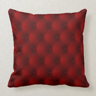 Coussin simili cuir tufté rouge-foncé d'impression