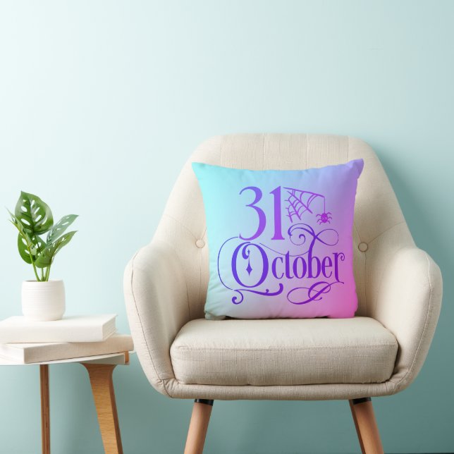 Coussin Simple 31 octobre Halloween bleu et violet (Chaise)