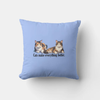 Coussin Simple Adorable Bleu clair Chat Thème Lisse Oreill