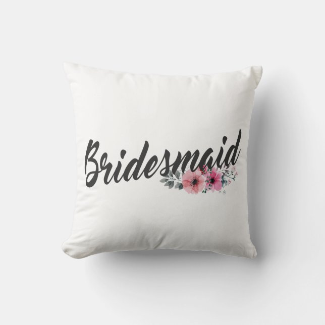 Coussin Simple Bridesmaid Wedding Calligraphy Throw Pillow (Recto)