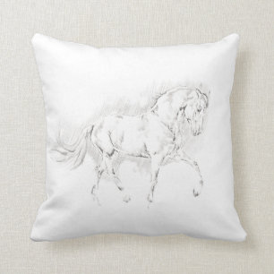 Coussin Simple carreau croquis de cheval de schéma