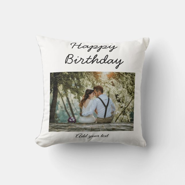 Coussin simple coloré minimum heureux anniversaire ajouter (Recto)